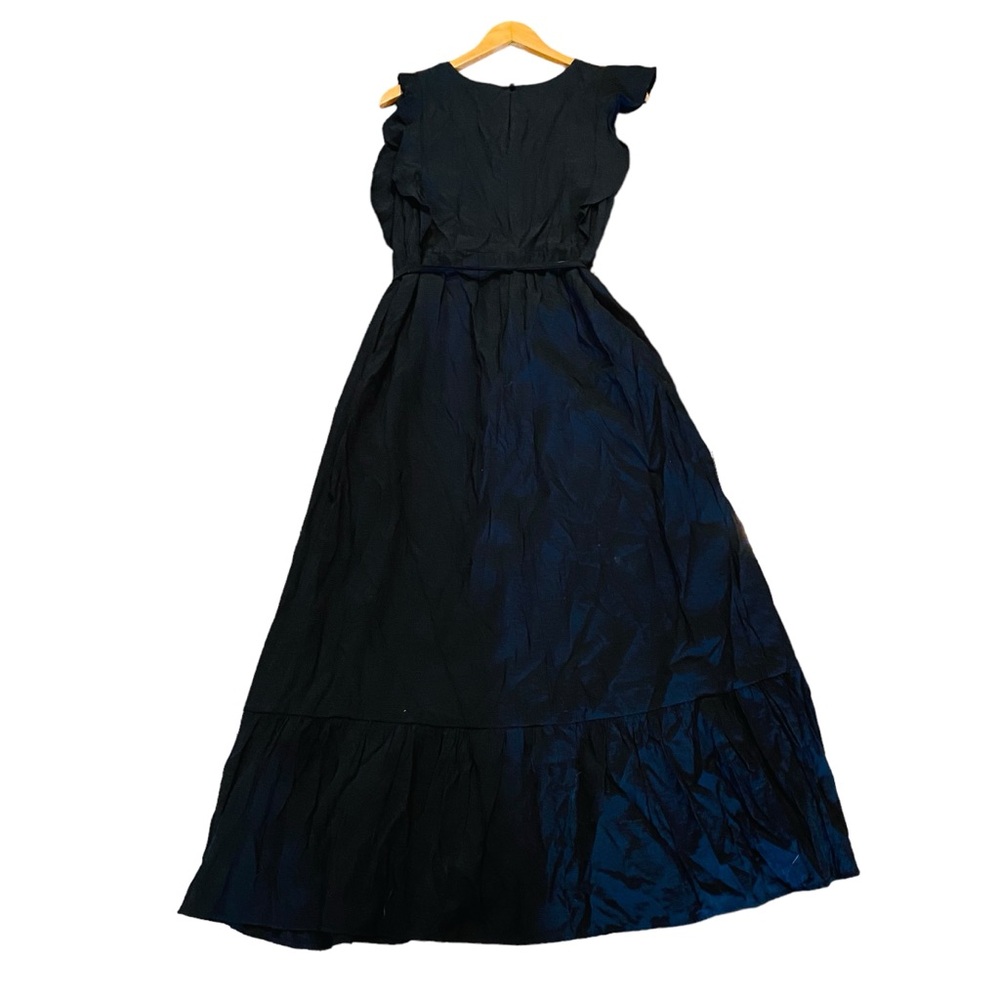 WHO WHAT WEAR Black Ruffle Bohemian Prairie Midi Dress Ruffle Sleeves - Picture 3 of 7